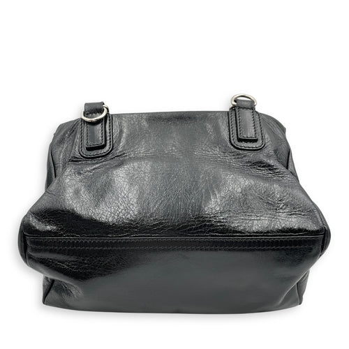 Pandora Small 27x16x13cm Black Crossbody Bag in Goat Leather, Silver hardware