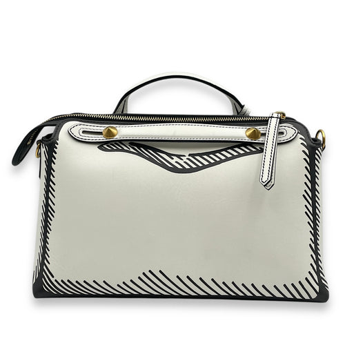 X Joshua Vibes Vitello Century Logo By The Way Medium White/Black Shoulder Bag in Calfskin, Gold hardware