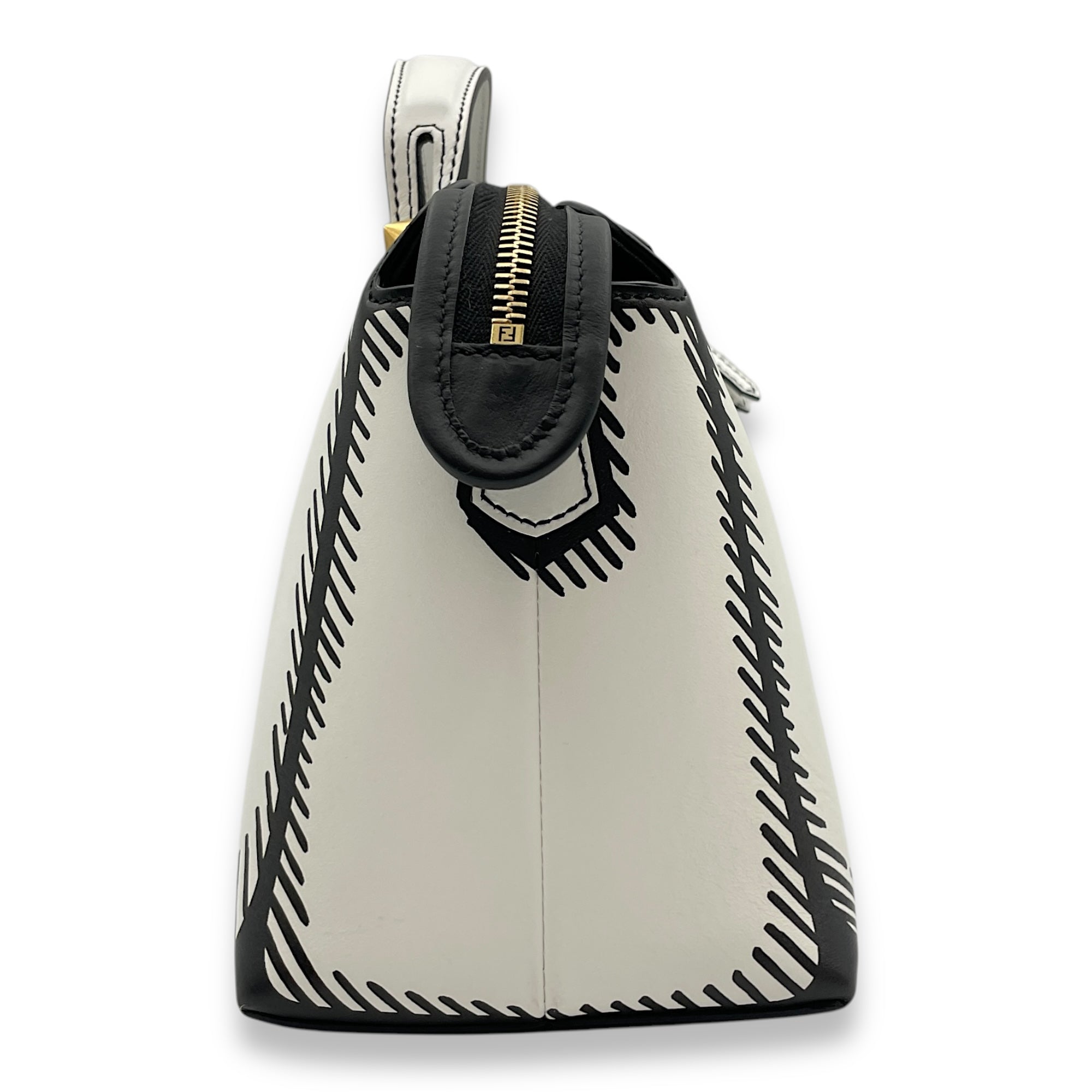 X Joshua Vibes Vitello Century Logo By The Way Medium White/Black Shoulder Bag in Calfskin, Gold hardware