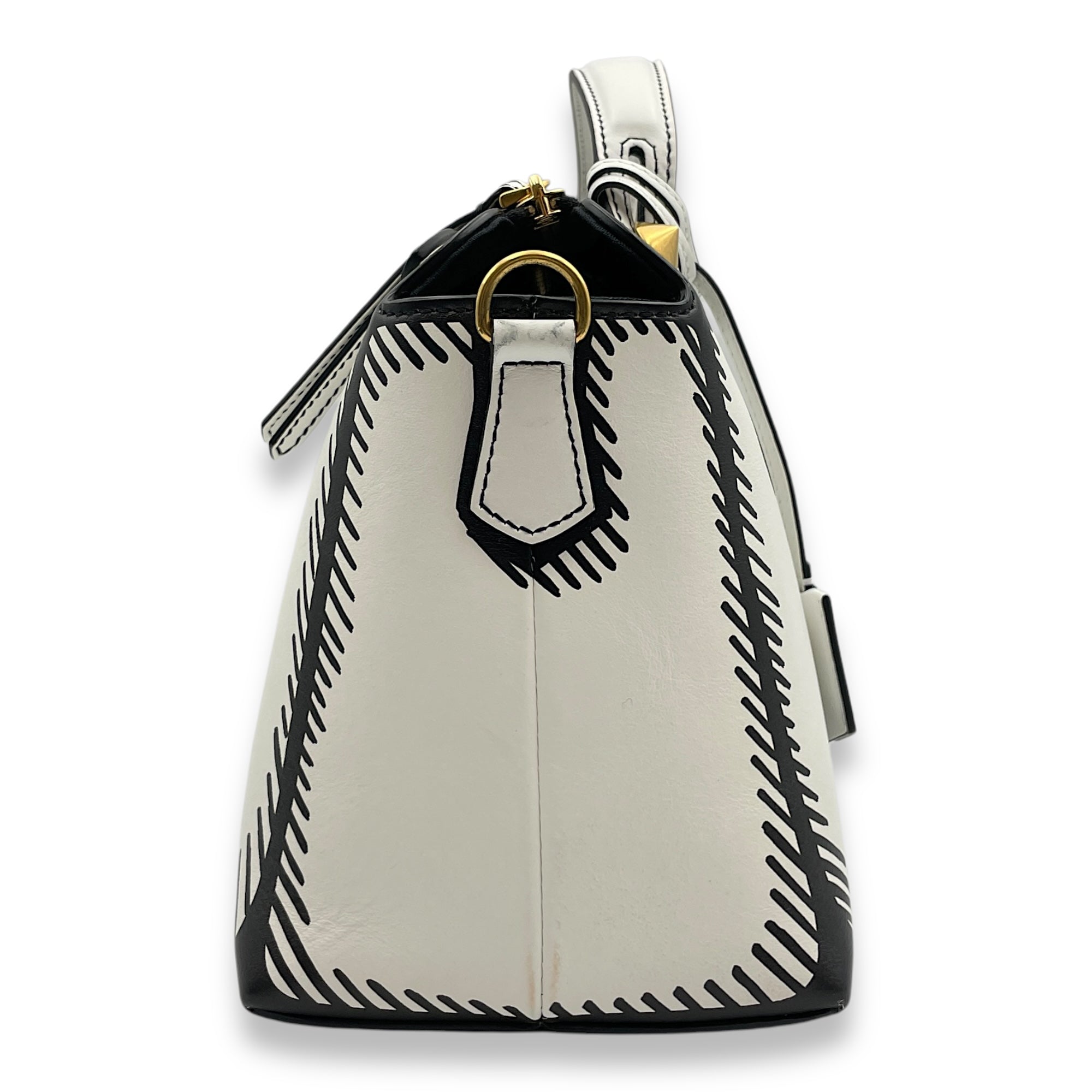 X Joshua Vibes Vitello Century Logo By The Way Medium White/Black Shoulder Bag in Calfskin, Gold hardware