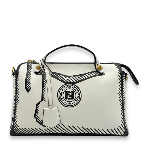 X Joshua Vibes Vitello Century Logo By The Way Medium White/Black Shoulder Bag in Calfskin, Gold hardware