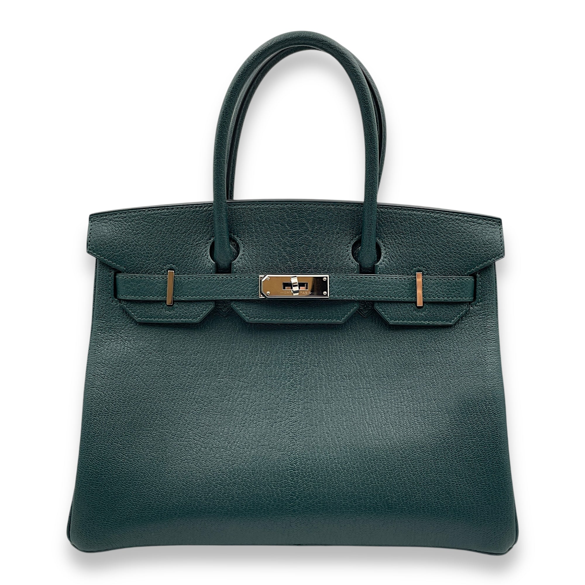 Birkin 30 Vert Cypres in Chevre Coromandel, Palladium hardware