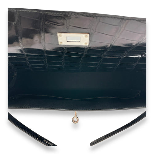 Sellier Kelly 35 Black in Shiny Porosus Palladium hardware CL2502-9729 6