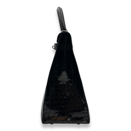 Sellier Kelly 35 Black in Shiny Porosus Palladium hardware CL2502-9729 4