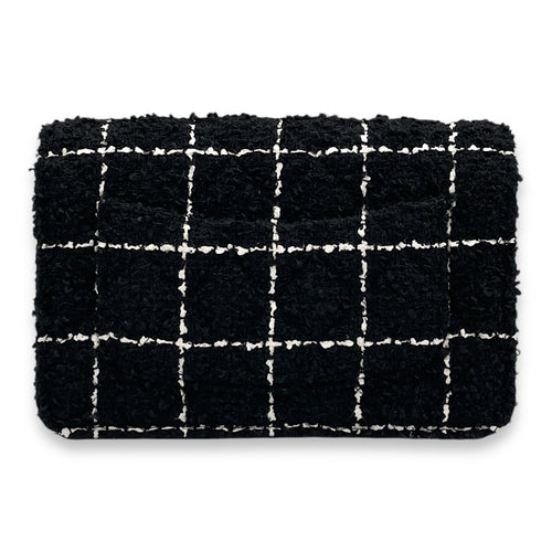 Pearl Crush Black/White Wallet On Chain in Tweed, Gold hardware