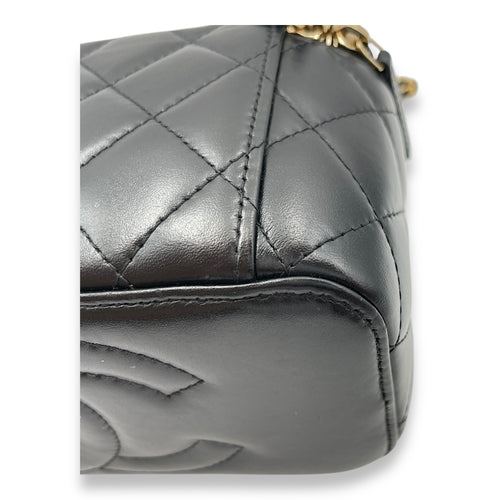 Double Pearl Crush Mini Rectangle Black Vanity Bag in Lambskin, Gold hardware