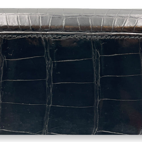 Sellier Kelly 35 Black in Shiny Porosus Palladium hardware CL2502-9729 7