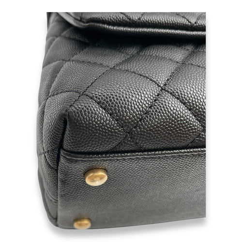 Quilted CoCo Handle (28cm) Medium Black Shoulder Bag in Caviar, elaphe handle, Gold hardware