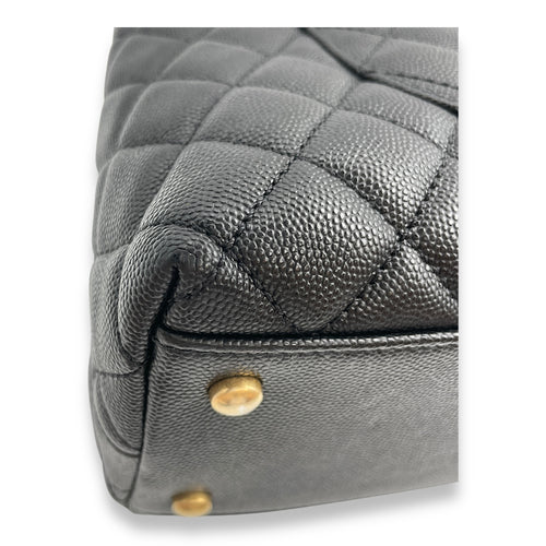 Quilted CoCo Handle (28cm) Medium Black Shoulder Bag in Caviar, elaphe handle, Gold hardware