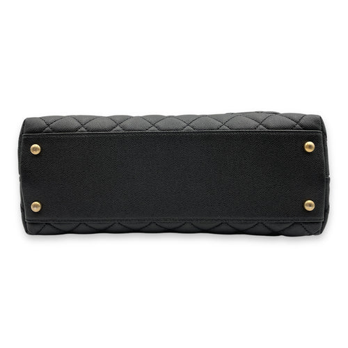 Quilted CoCo Handle (28cm) Medium Black Shoulder Bag in Caviar, elaphe handle, Gold hardware