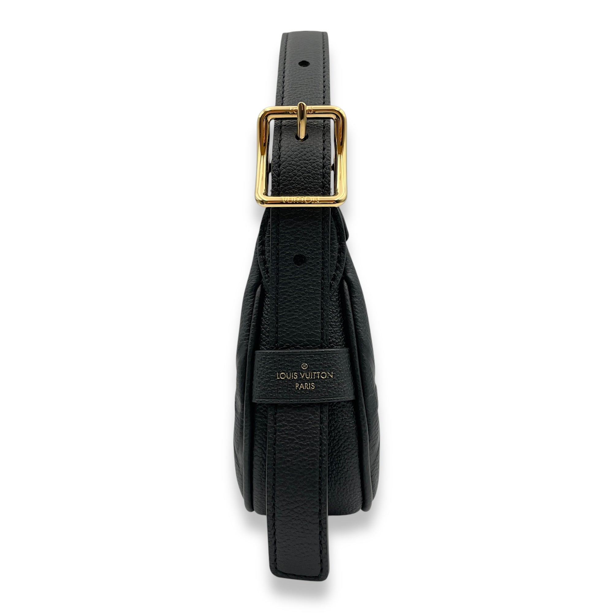 Moon Mini Black Shoulder Bag in Empriente Leather, Gold hardware