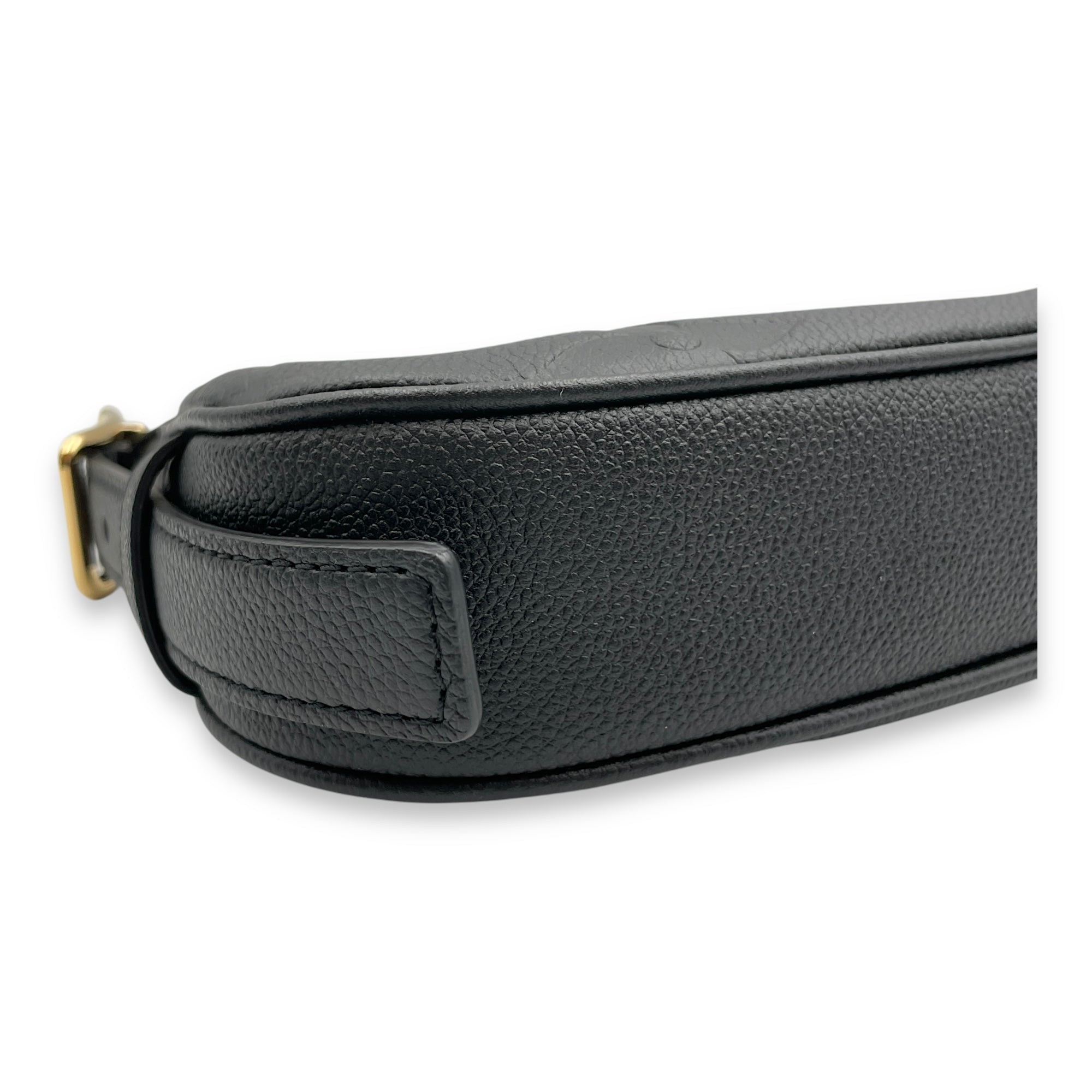 Moon Mini Black Shoulder Bag in Empriente Leather, Gold hardware