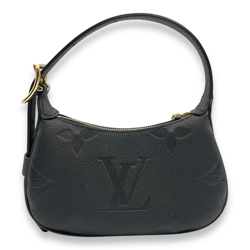 Moon Mini Black Shoulder Bag in Empriente Leather, Gold hardware