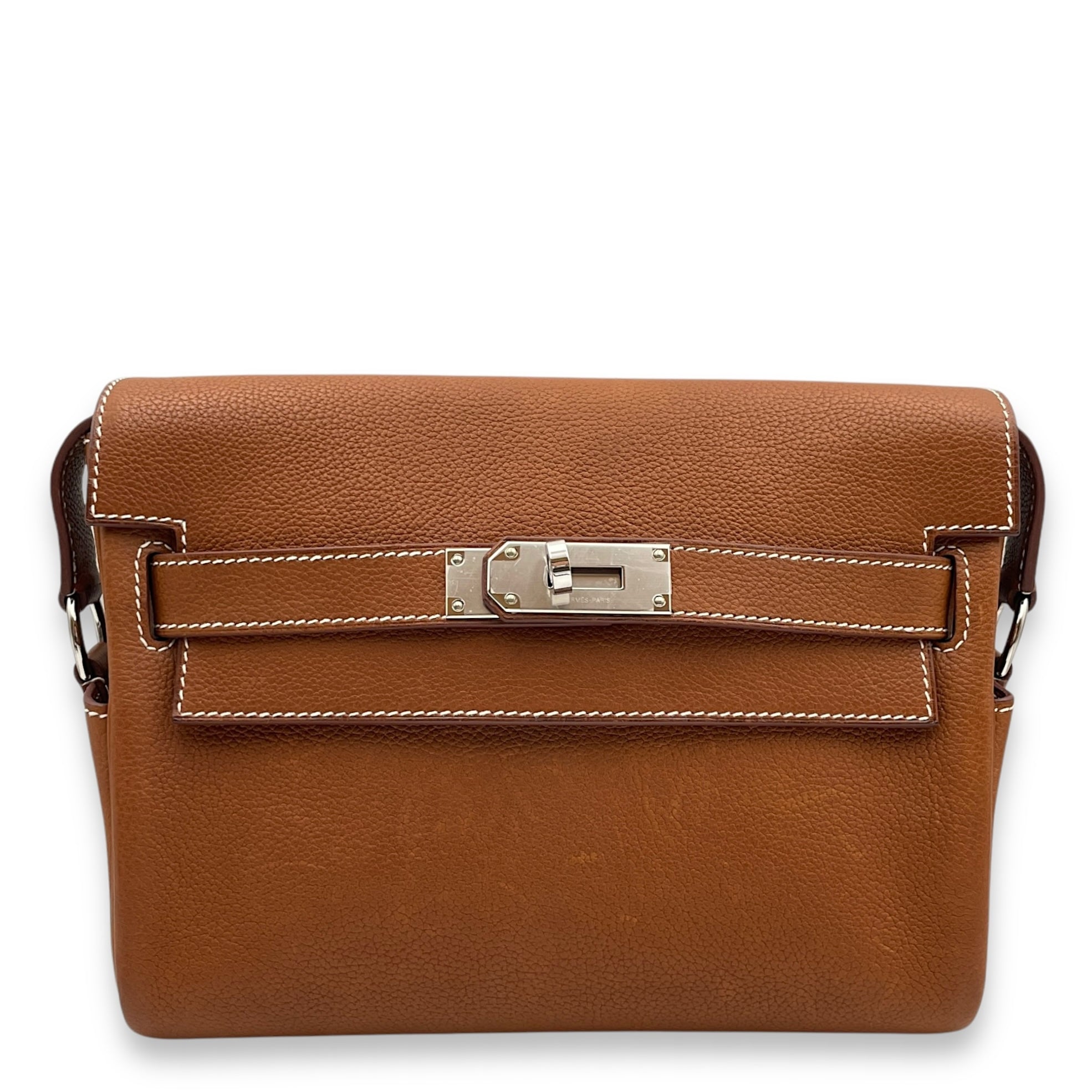 Kelly Messenger PM Fauve in Barenia Faurbourg, Palladium hardware