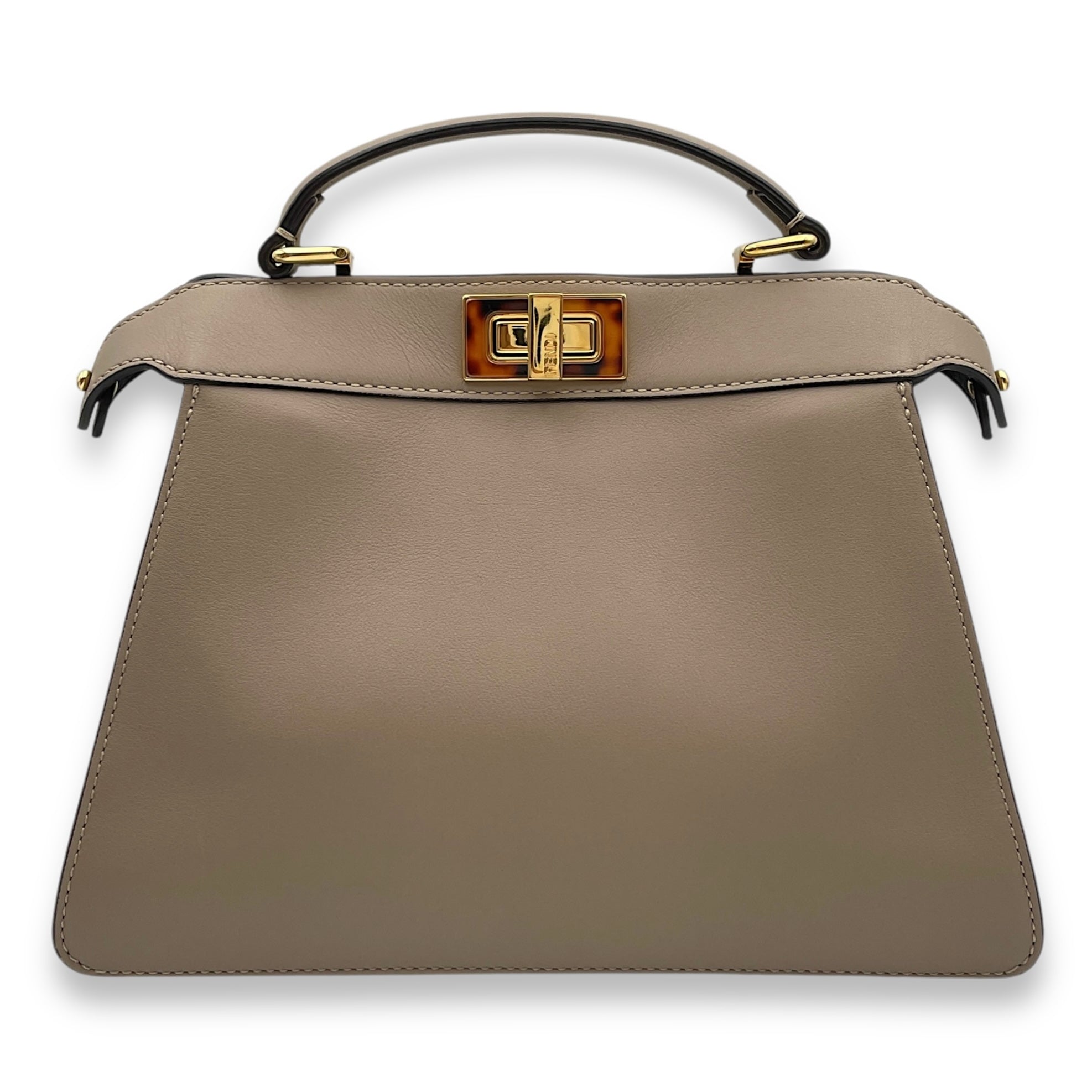 Peekaboo IseeU Small Beige Shoulder Bag in Nappa Leather, Gold hardware