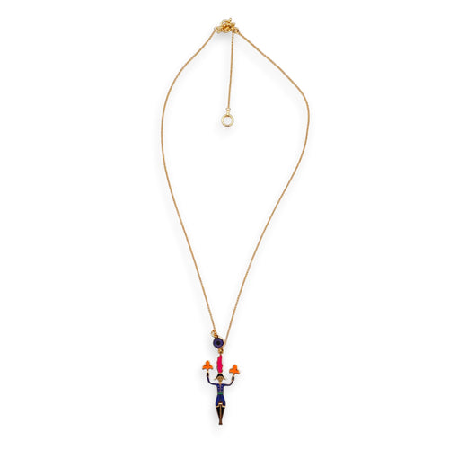 Artificier Orange/Bleu Necklace, Gold hardware