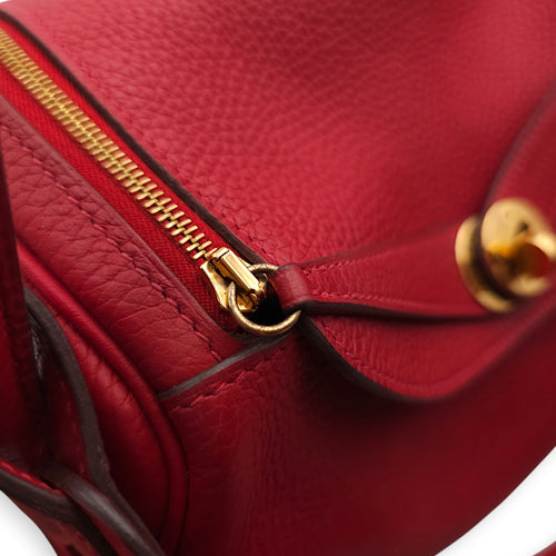 Lindy 26 Rouge Casaque in Clemence, Gold hardware