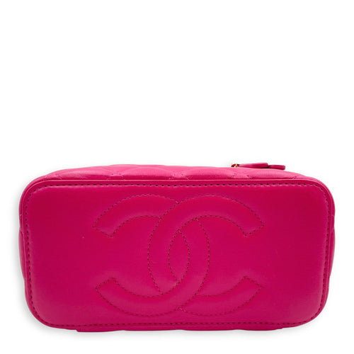 Quilted Top Handle  Pink Vanity Bag in Lambskin Gold hardware CL2502-9954 7