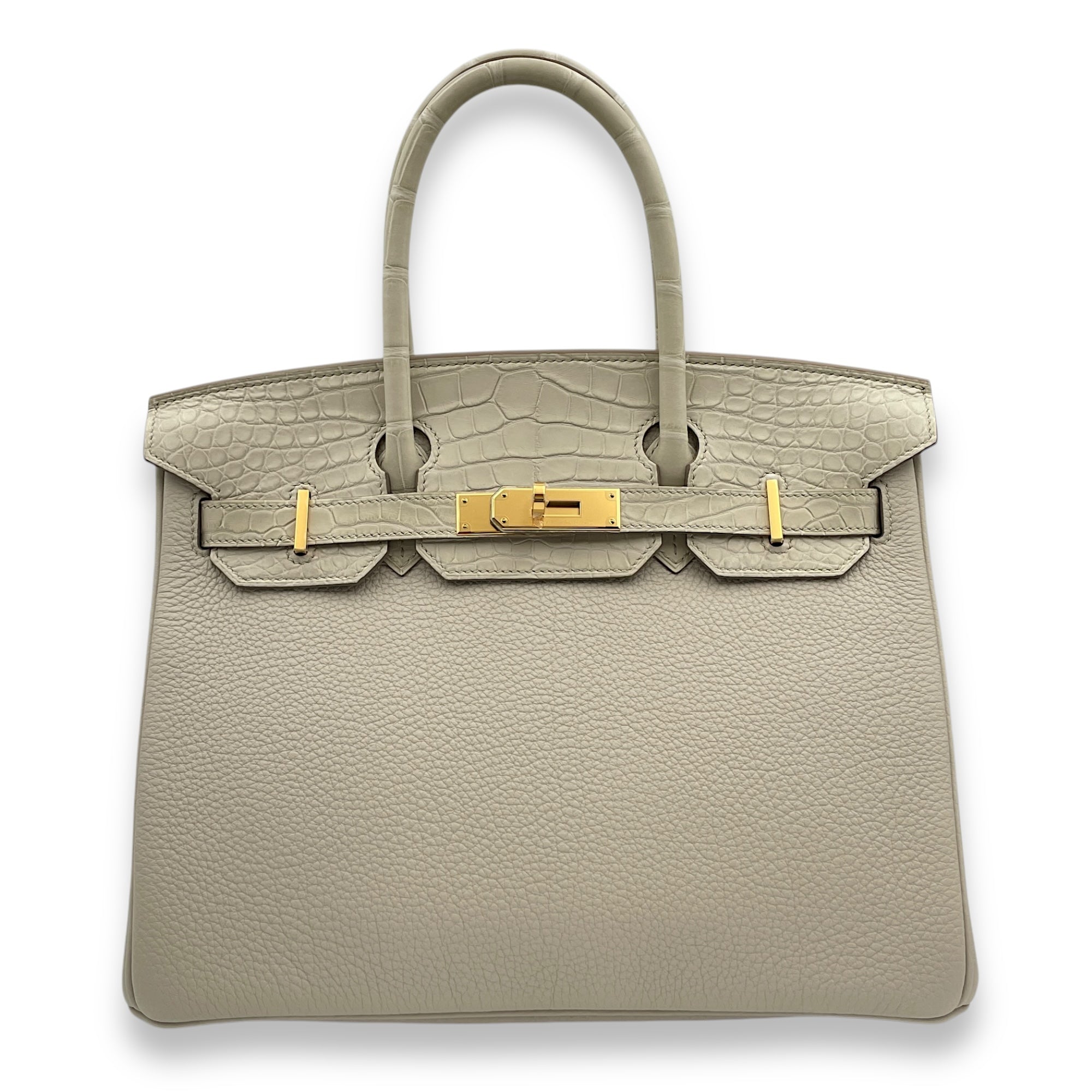 Birkin Touch 30 Beton in Togo/Matte Alligator, Gold hardware