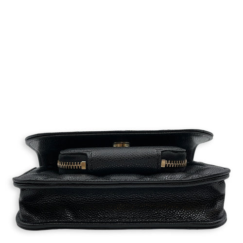 Affinity Clutch On Chain 15x10x4cm Black Crossbody Bag in Caviar Leather, Gold hardware