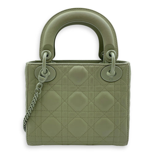 Lady Dior Flap Mini Green Crossbody Bag in Cannage Print Lambskin, Lacquered Metal hardware