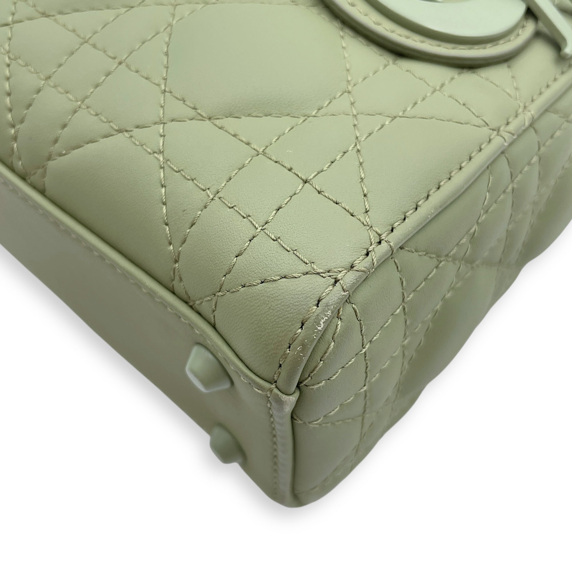 Lady Dior Flap Mini Green Crossbody Bag in Cannage Print Lambskin, Lacquered Metal hardware