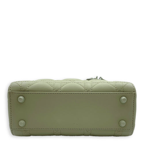 Lady Dior Flap Mini Green Crossbody Bag in Cannage Print Lambskin, Lacquered Metal hardware