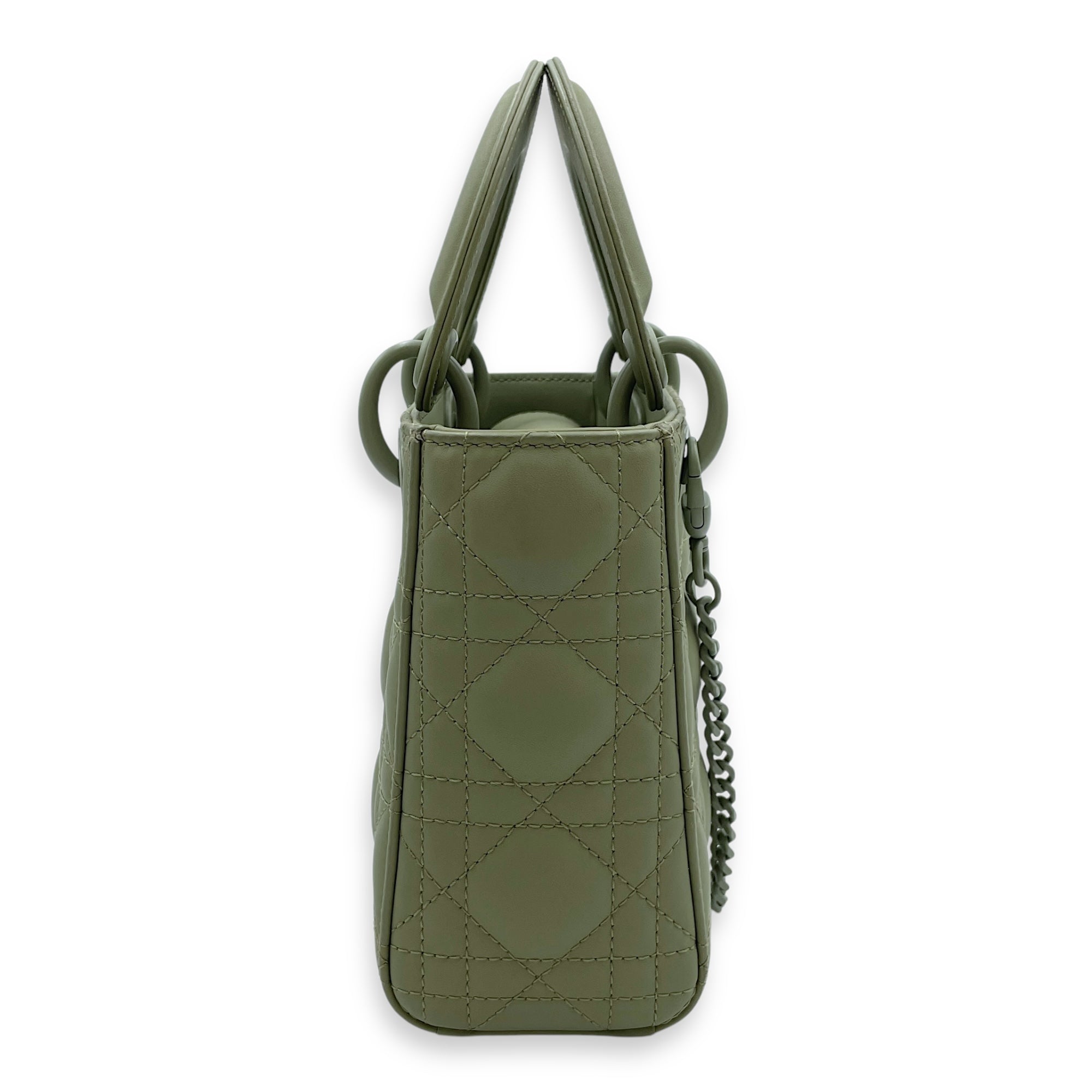 Lady Dior Flap Mini Green Crossbody Bag in Cannage Print Lambskin, Lacquered Metal hardware