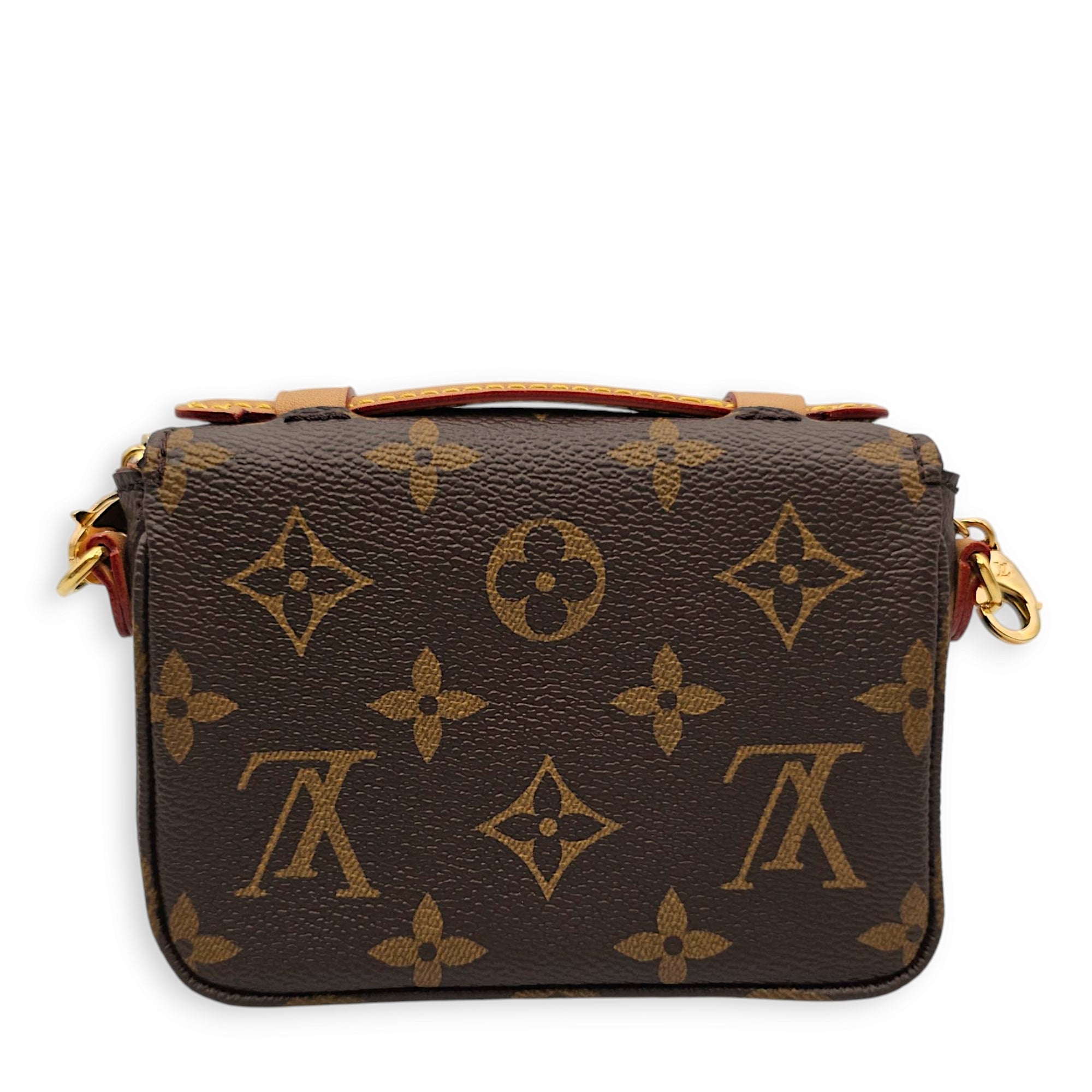 Metis Micro Brown Crossbody Bag in Canvas, Gold hardware