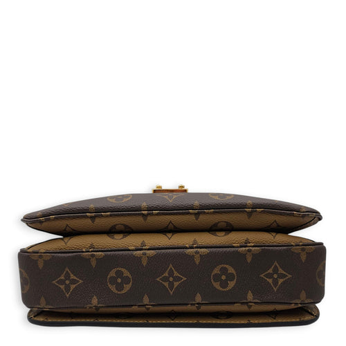 Pochette Metis Brown Crossbody Bag in Canvas, Gold hardware