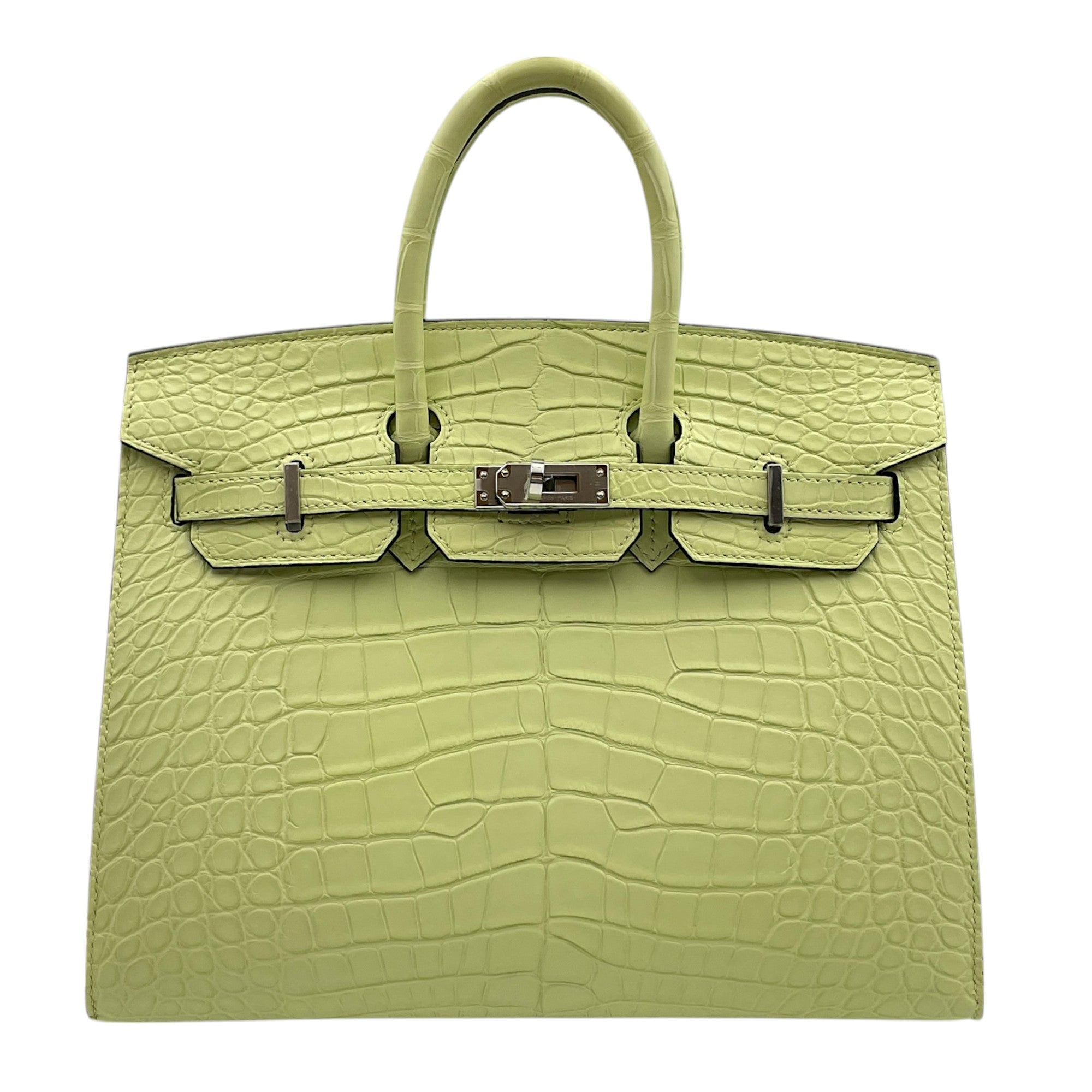 Sellier Birkin 25 Jaune Bourgeon in Matte Alligator, Palladium hardware