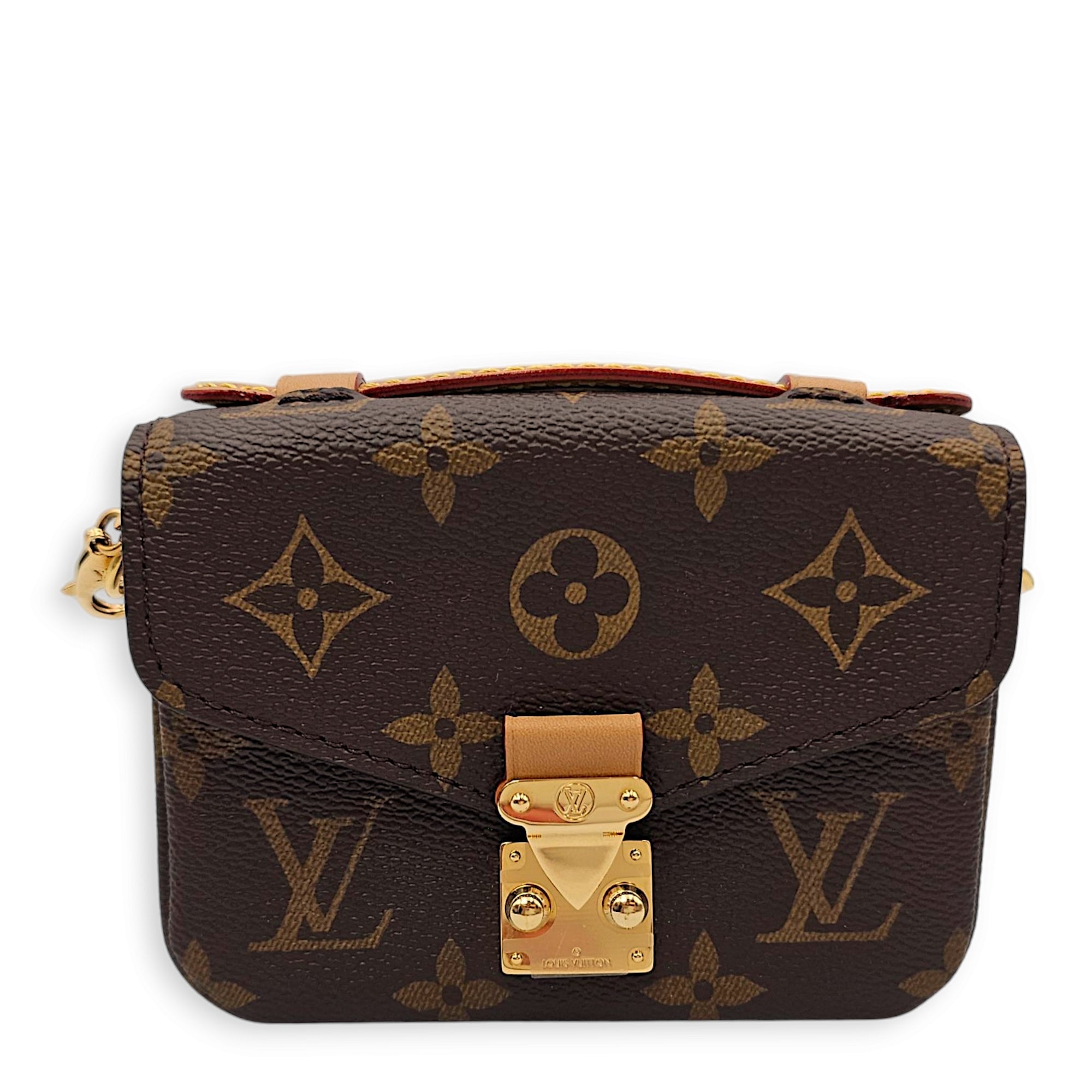 Metis Micro Brown Crossbody Bag in Canvas, Gold hardware