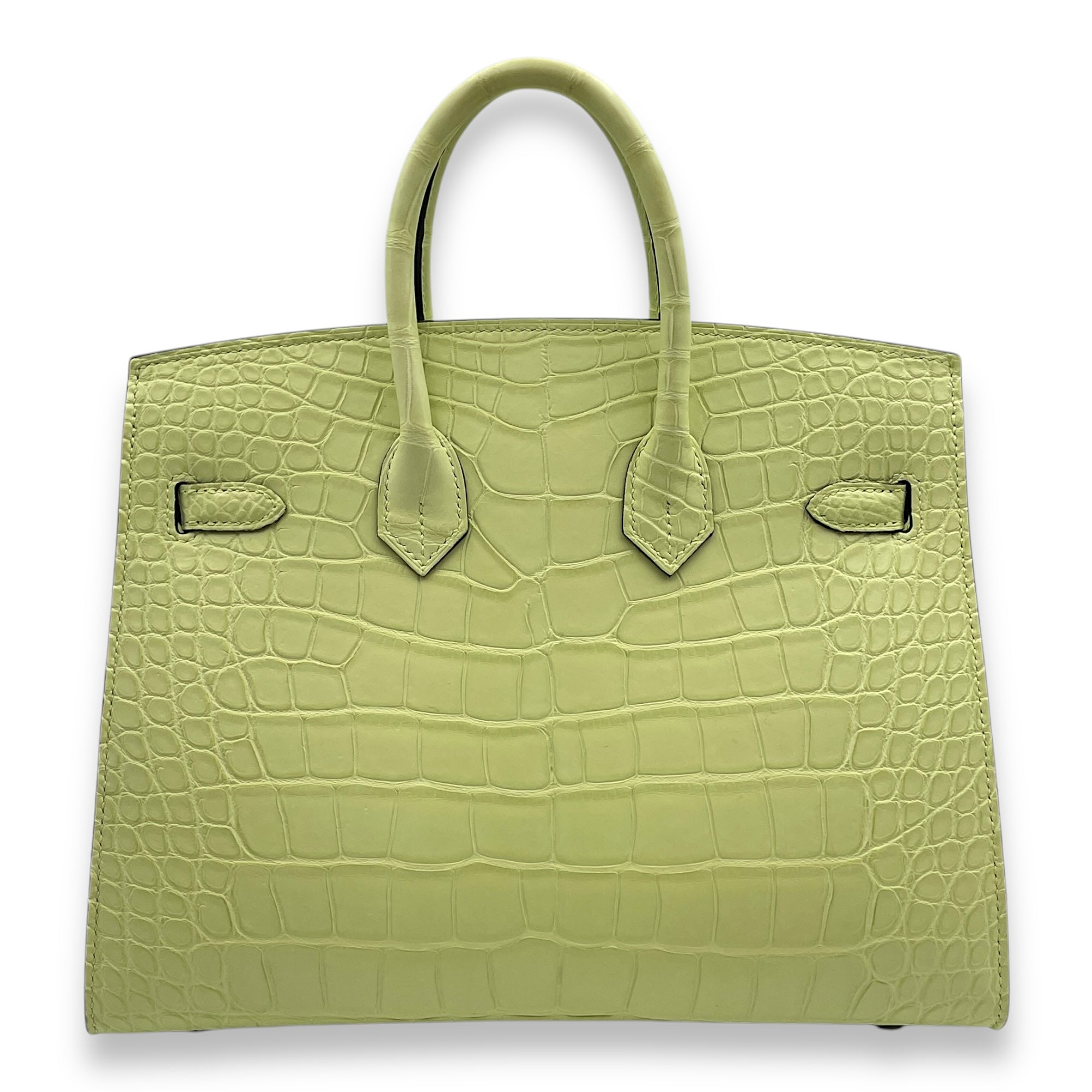 Sellier Birkin 25 Jaune Bourgeon  in Matte Alligator Palladium hardware