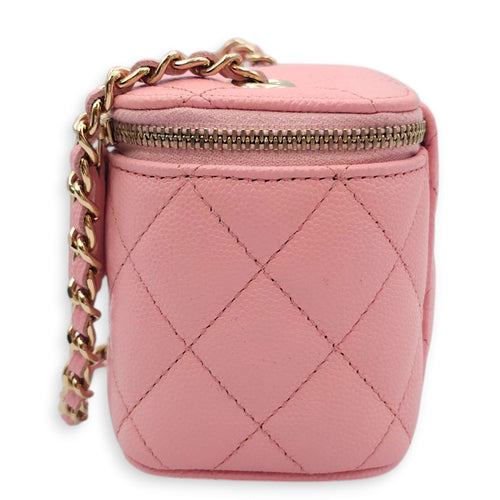 Quilted Mini Vanity Pink Vanity Bag in Caviar Leather, Gold hardware