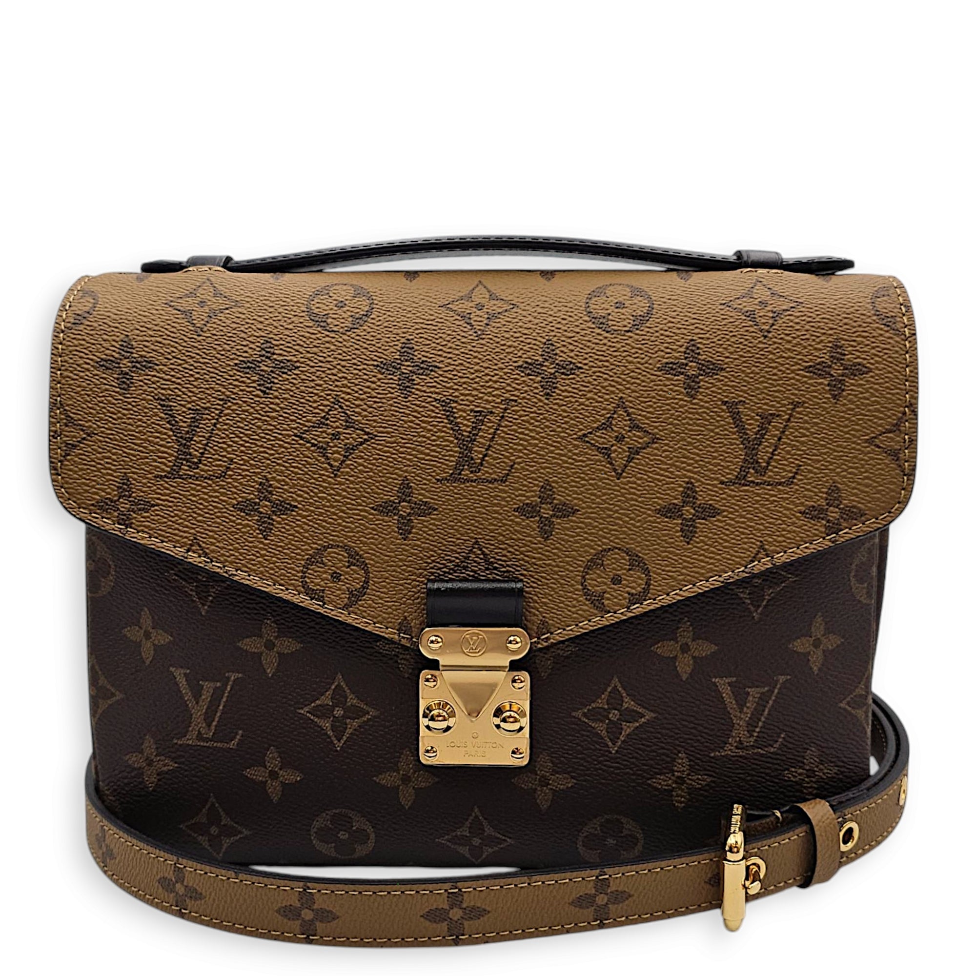 Pochette Metis Brown Crossbody Bag in Canvas, Gold hardware