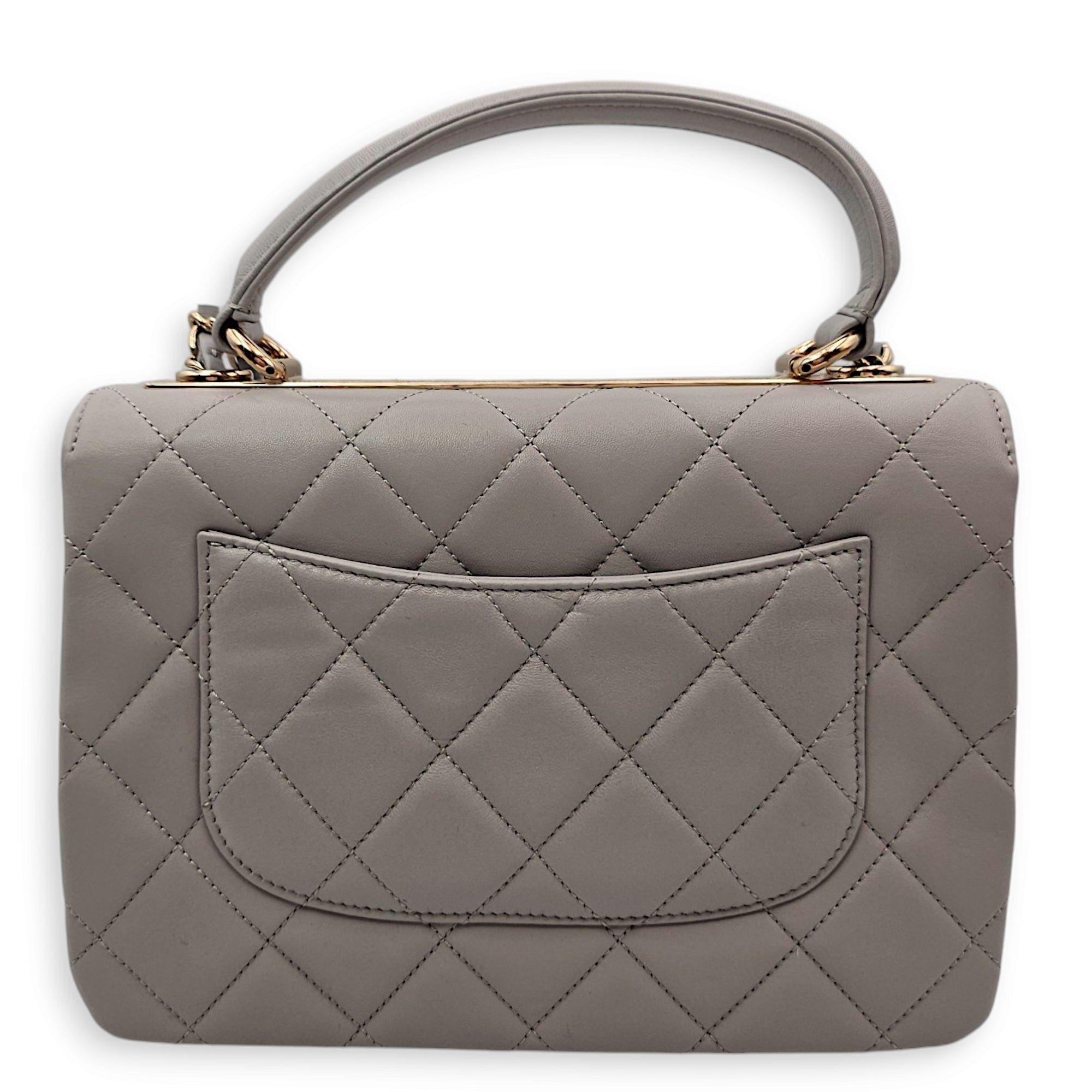 Trendy CC Flap Small Grey Shoulder Bag in Lambskin, Gold hardware