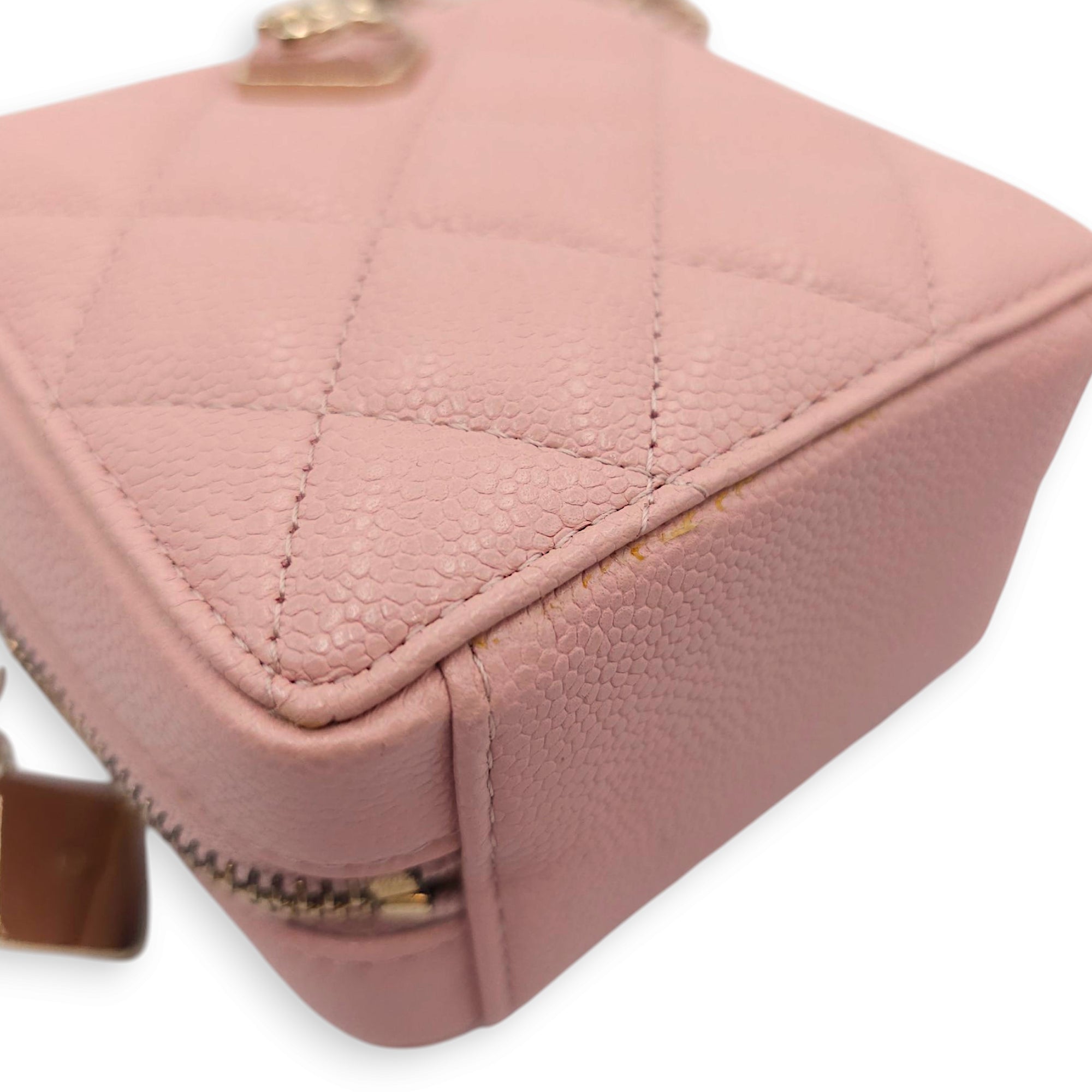 CC Mini Box Vanity 10x10x5cm Pink Crossbody Bag in Caviar Leather, Gold hardware