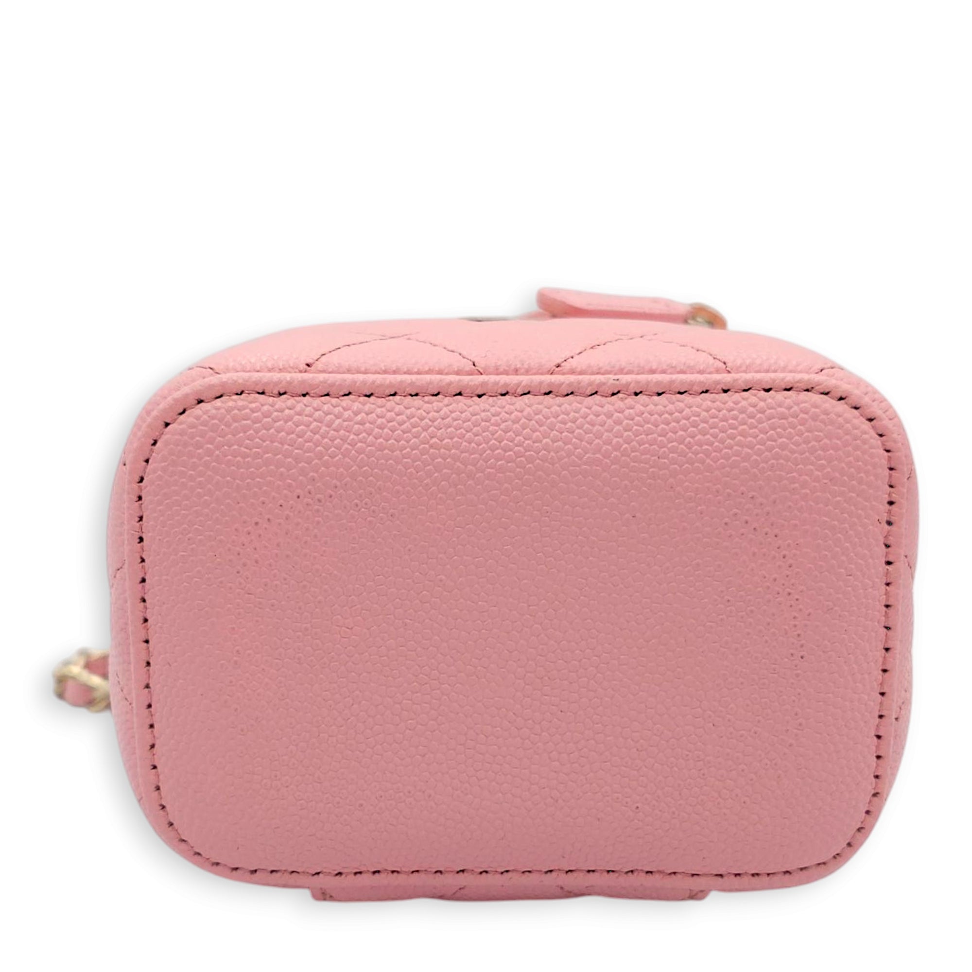 Quilted Mini Vanity Pink Vanity Bag in Caviar Leather, Gold hardware