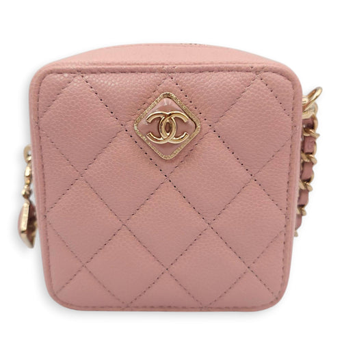 CC Mini Box Vanity 10x10x5cm Pink Crossbody Bag in Caviar Leather, Gold hardware