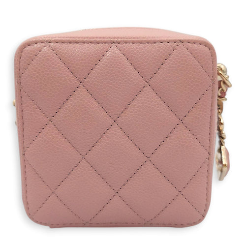 CC Mini Box Vanity 10x10x5cm Pink Crossbody Bag in Caviar Leather, Gold hardware