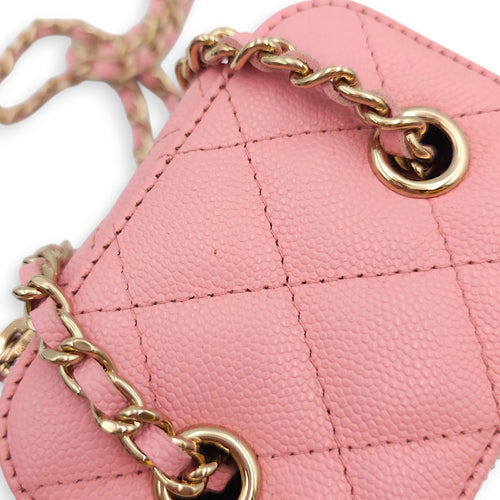 Quilted Mini Vanity Pink Vanity Bag in Caviar Leather, Gold hardware