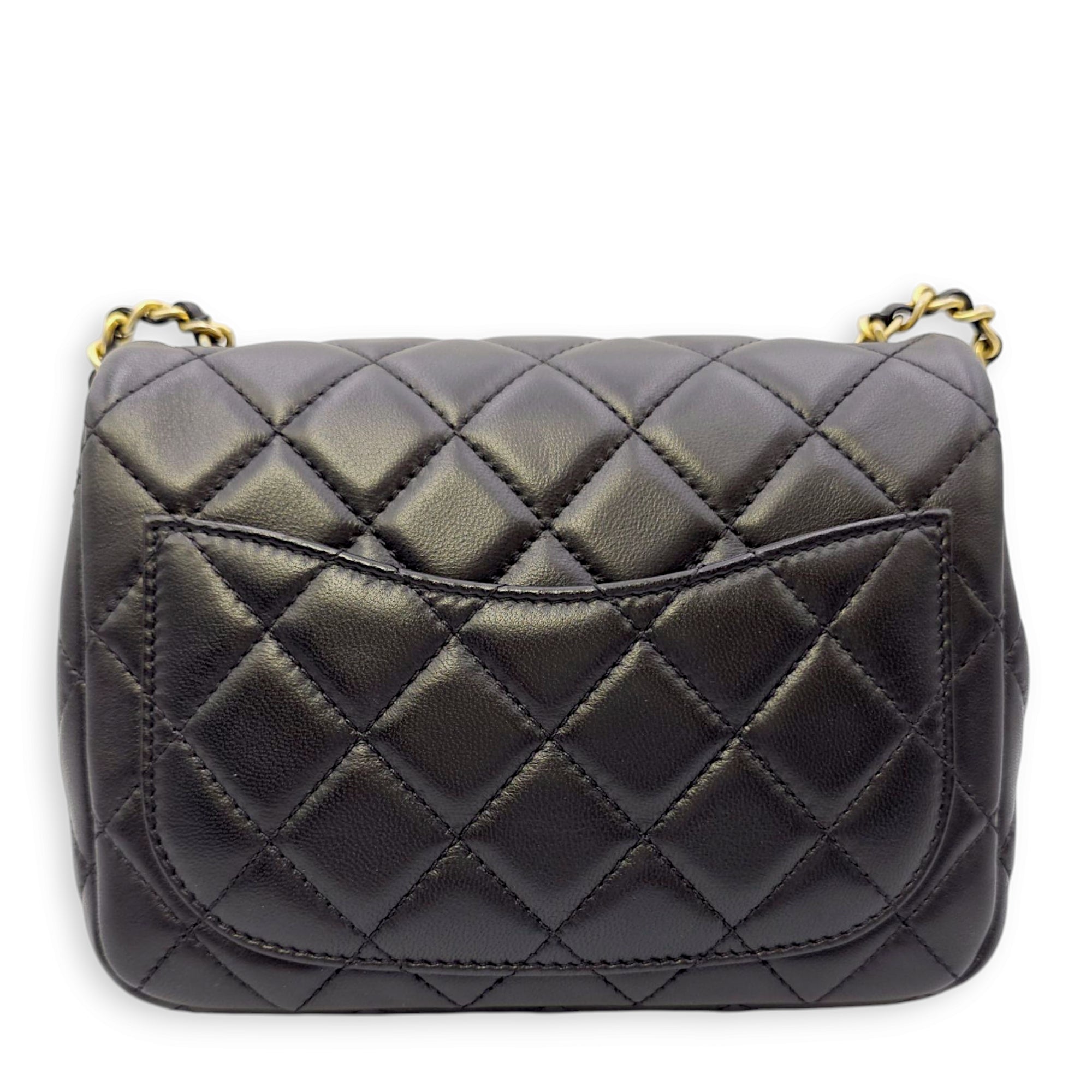 Pearl Crush Mini Black Crossbody Bag in Lambskin, Gold hardware