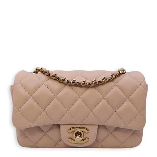 Classic Mini Rectangle (18cm) Mini Clair Crossbody Bag in Lambskin, Gold hardware