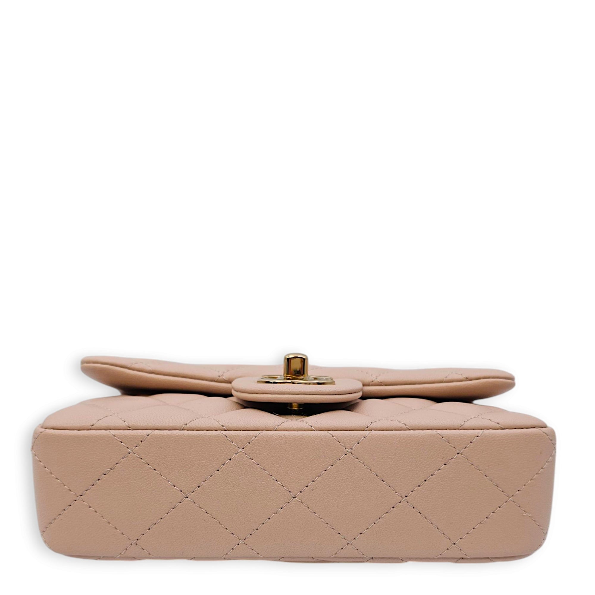 Classic Mini Rectangle (18cm) Mini Clair Crossbody Bag in Lambskin, Gold hardware