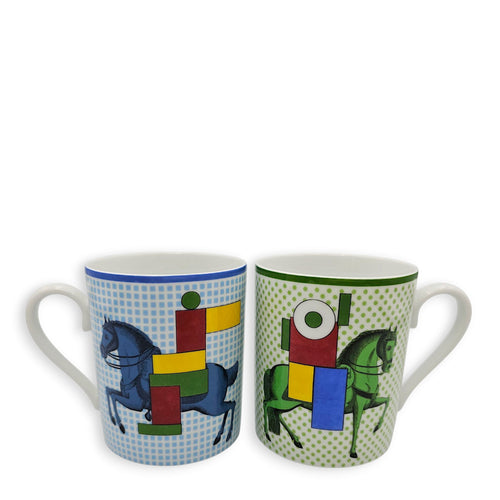 Cavalier En Formes Mug (pair) Blue/Vert Tableware