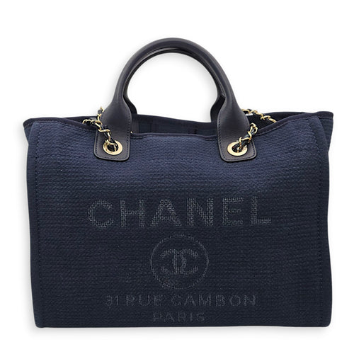 Deauville with pouch 34.5x27x15cm Blue Shoulder Bag in Canvas, calf, Gold hardware