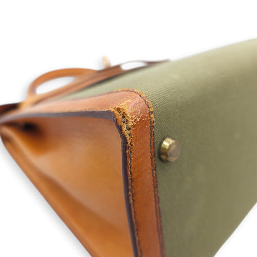 Kelly 28 Naturel/Olive in Porc/Toile Gold hardware C104298 5