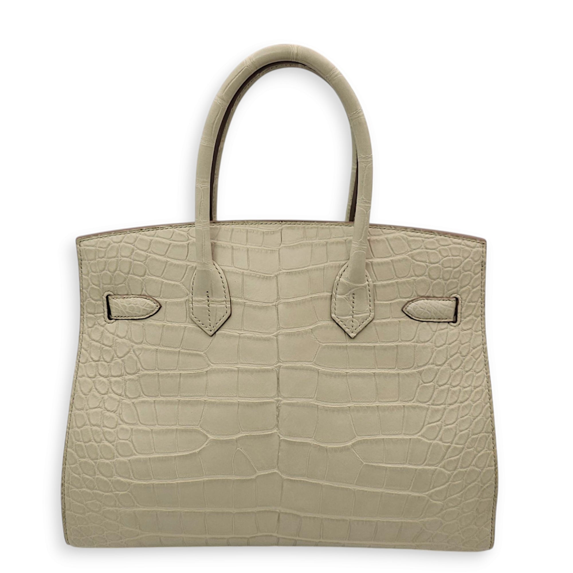 Birkin 30 Beton in Matte Alligator, Gold hardware