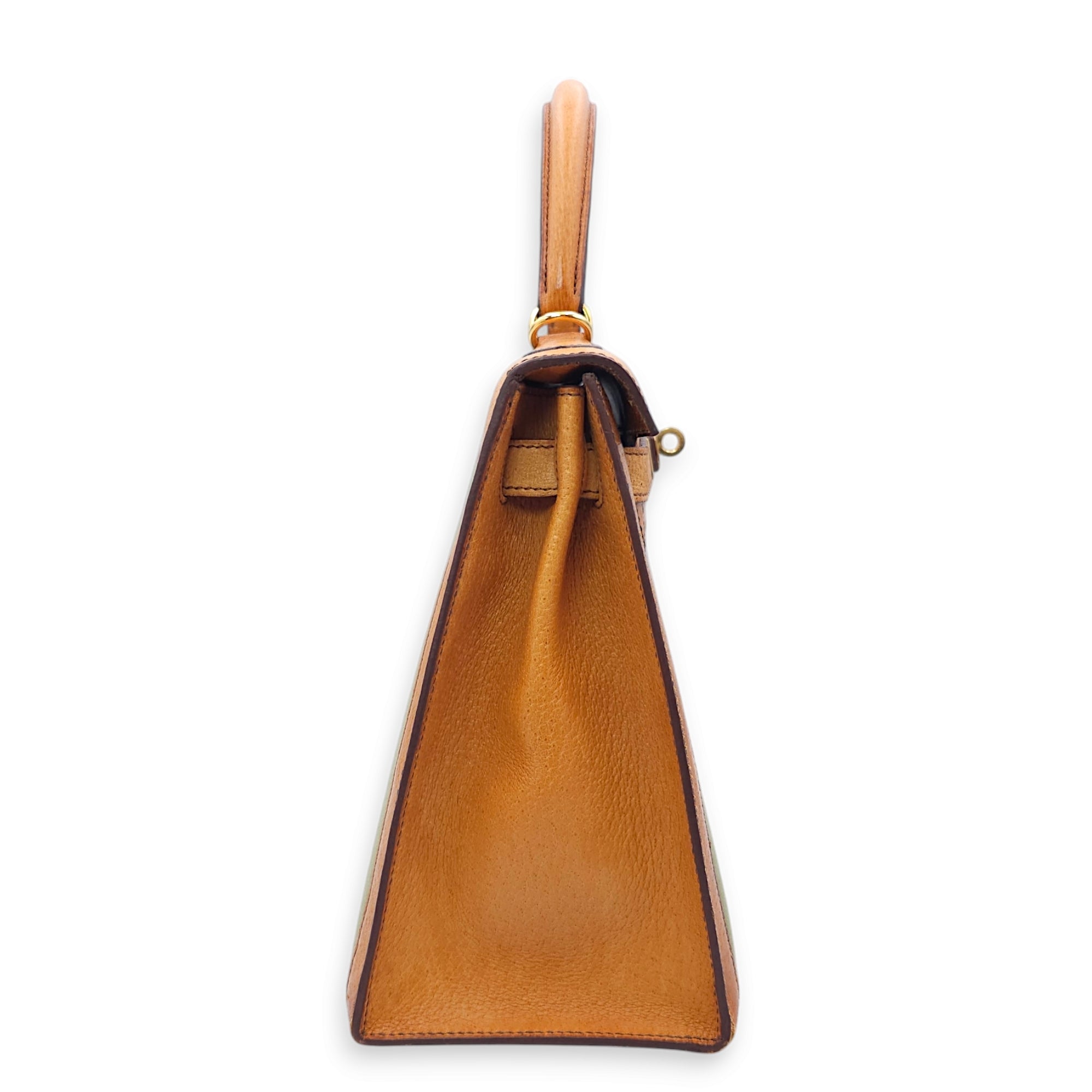 Kelly 28 Naturel/Olive in Porc/Toile Gold hardware