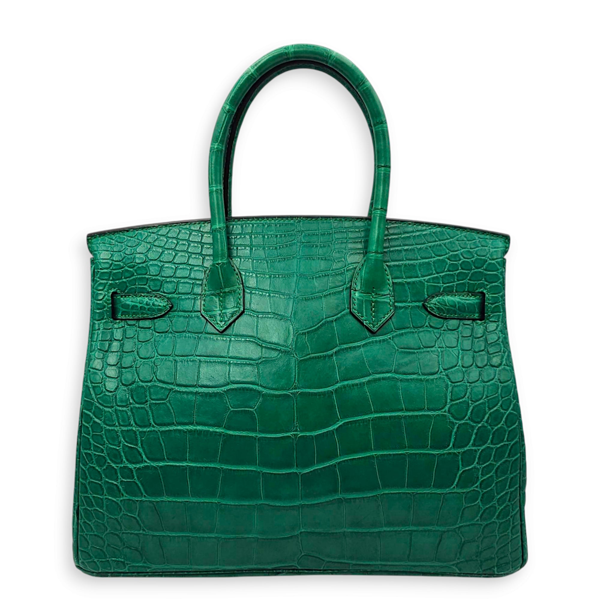 Birkin 30 Malachite in Matte Alligator, Palladium hardware